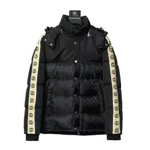 bas prix doudoune gucci gg jacquard padded coat down hooded stripe sleeves